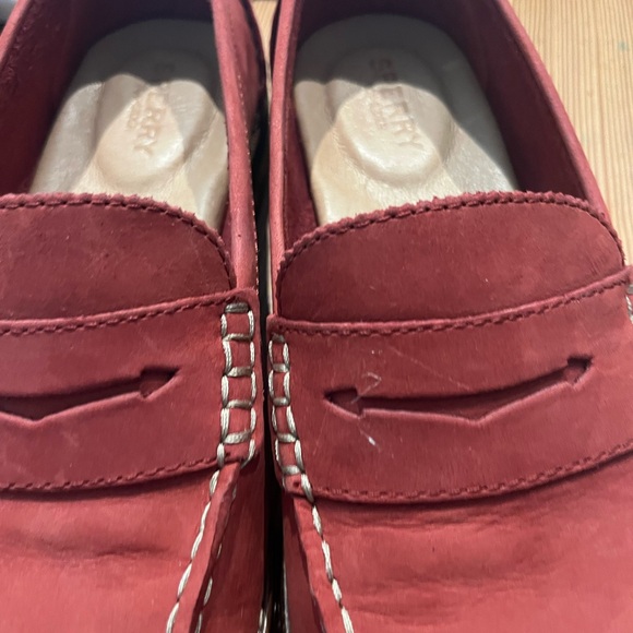 Sperry Brick Red Leather Slip-Ons - Picture 11 of 12